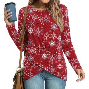 Women’s Long Sleeve Tunic – Casual Crewneck Twist Front Tee